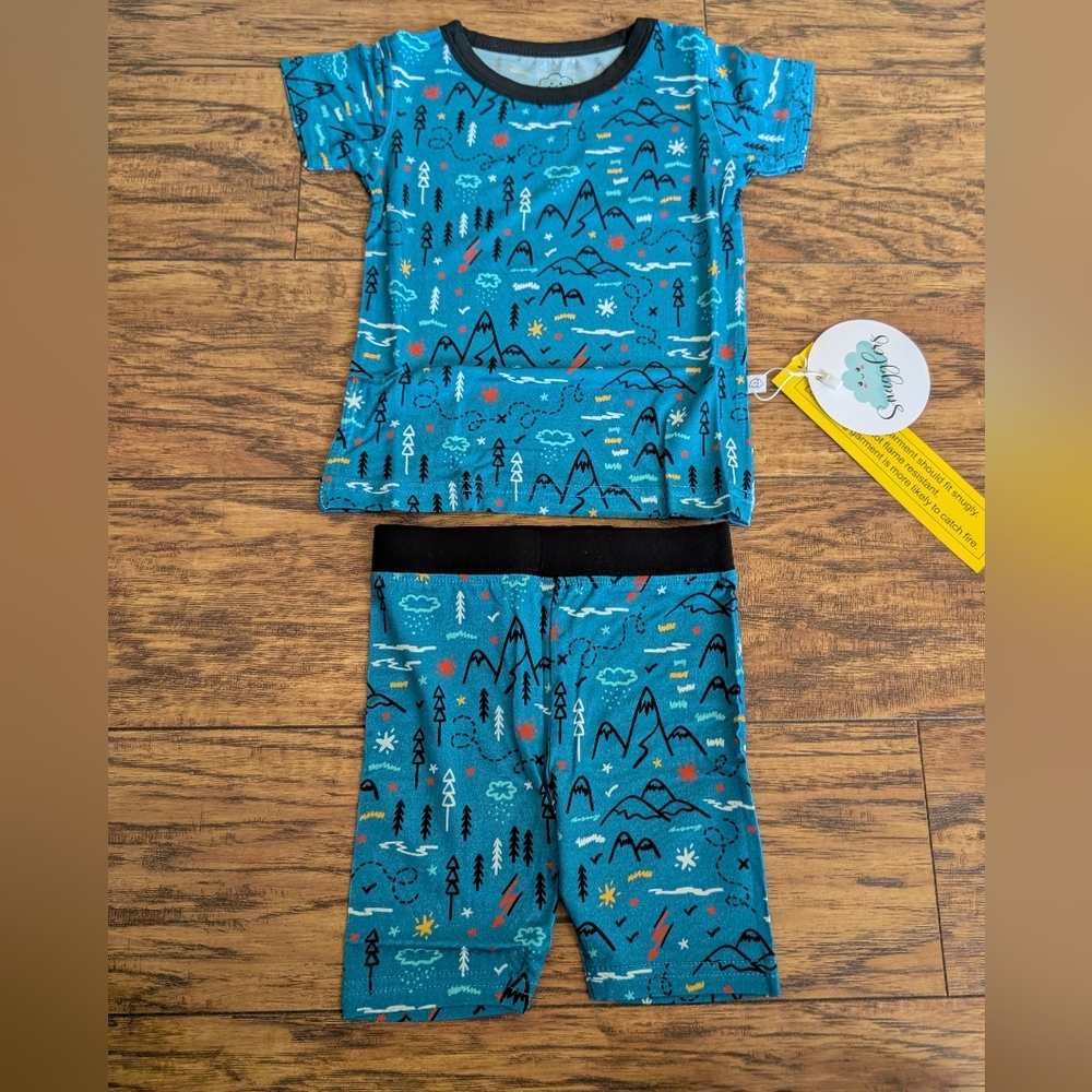 NWT Bamboo Blue Mountain‎ Outdoor Price 2 Piece Short Pajama Set